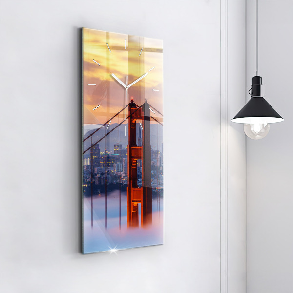 Ceas vertical de perete din sticlă Pod din San Francisco