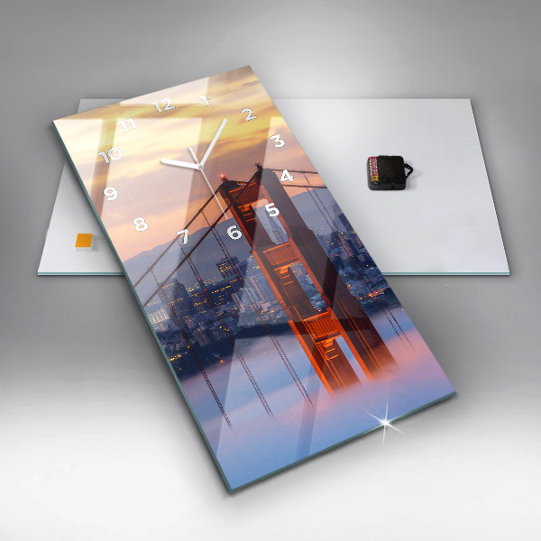 Ceas vertical de perete din sticlă Pod din San Francisco