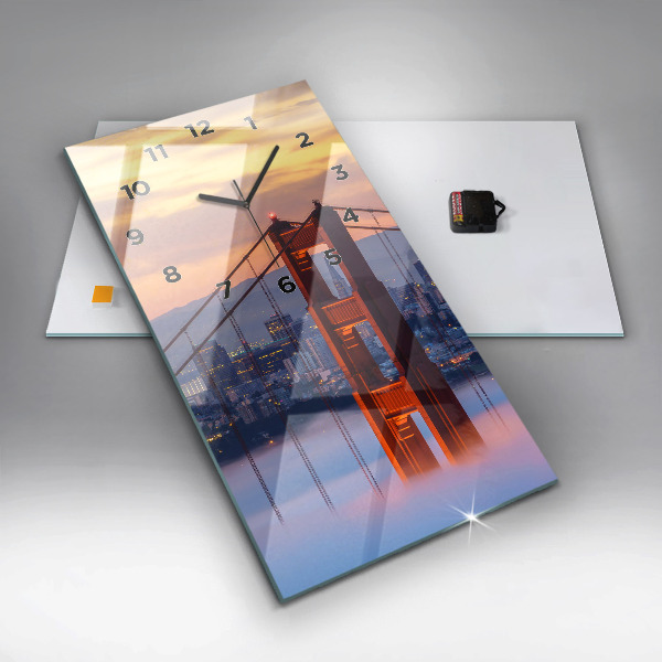 Ceas vertical de perete din sticlă Pod din San Francisco