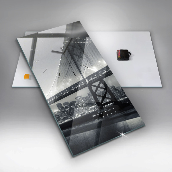 Ceas vertical de perete din sticlă Pod noaptea San Francisco