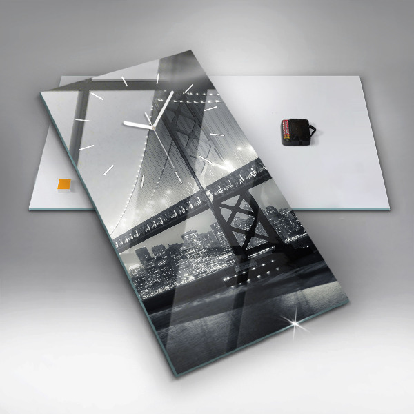 Ceas vertical de perete din sticlă Pod noaptea San Francisco