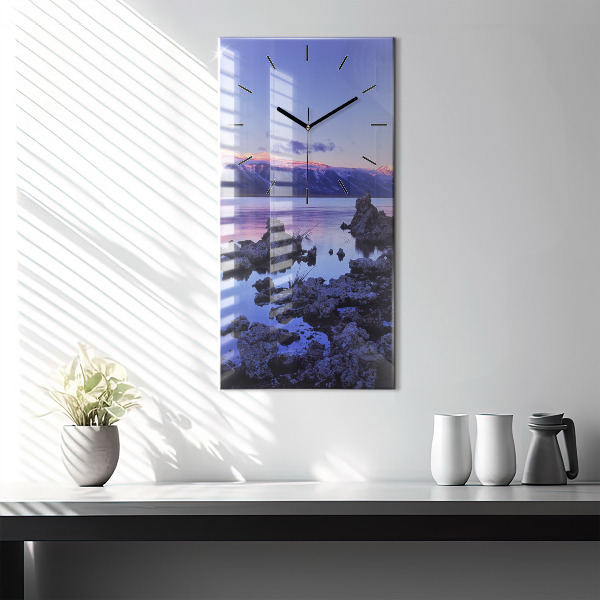 Ceas vertical de perete din sticlă Lacul California