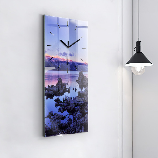 Ceas vertical de perete din sticlă Lacul California