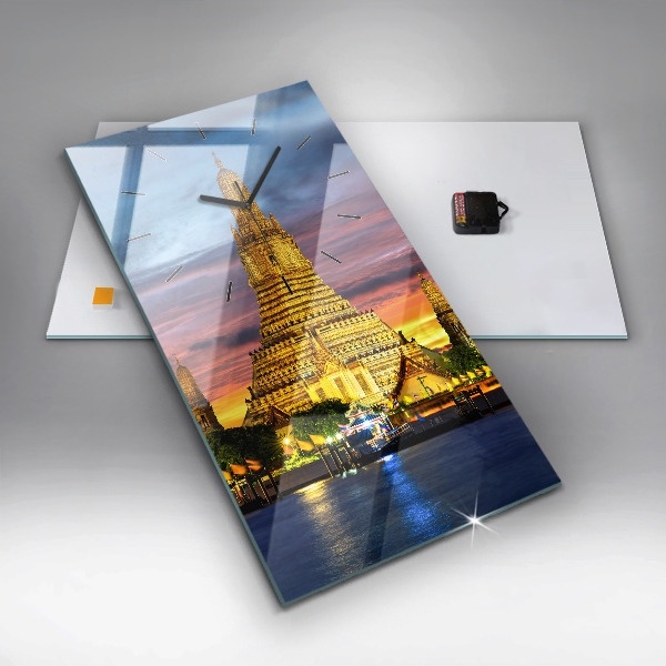 Ceas vertical de perete din sticlă Templul din Bangkok Thailanda