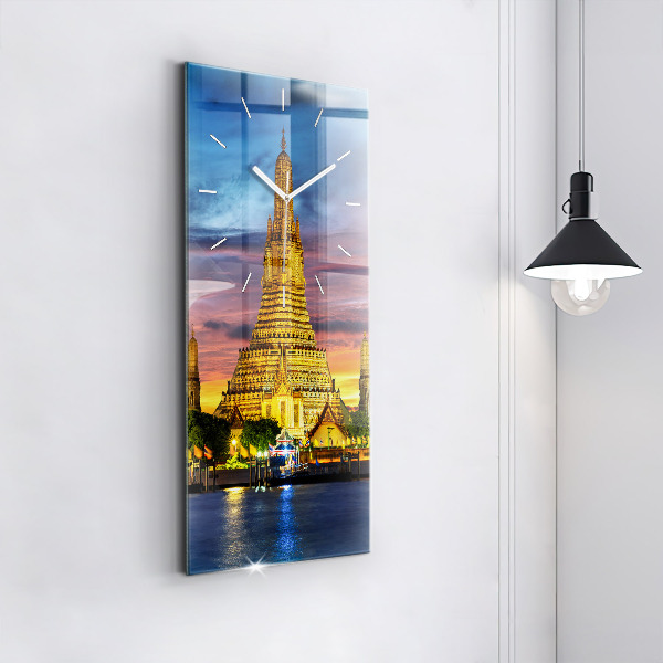 Ceas vertical de perete din sticlă Templul din Bangkok Thailanda