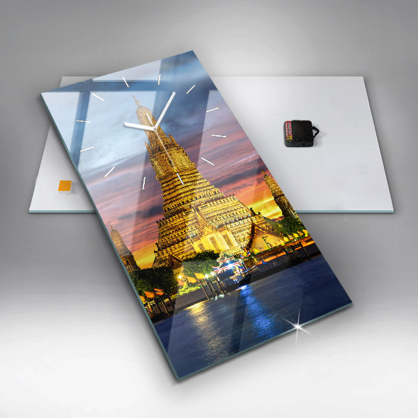 Ceas vertical de perete din sticlă Templul din Bangkok Thailanda