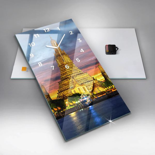 Ceas vertical de perete din sticlă Templul din Bangkok Thailanda