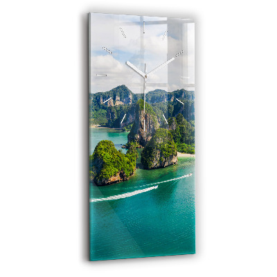 Ceas vertical de perete din sticlă Insula din Thailanda