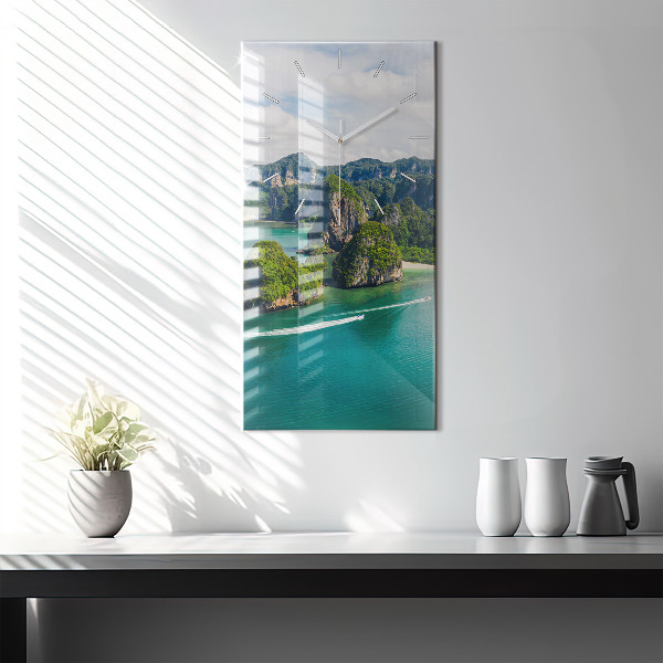 Ceas vertical de perete din sticlă Insula din Thailanda