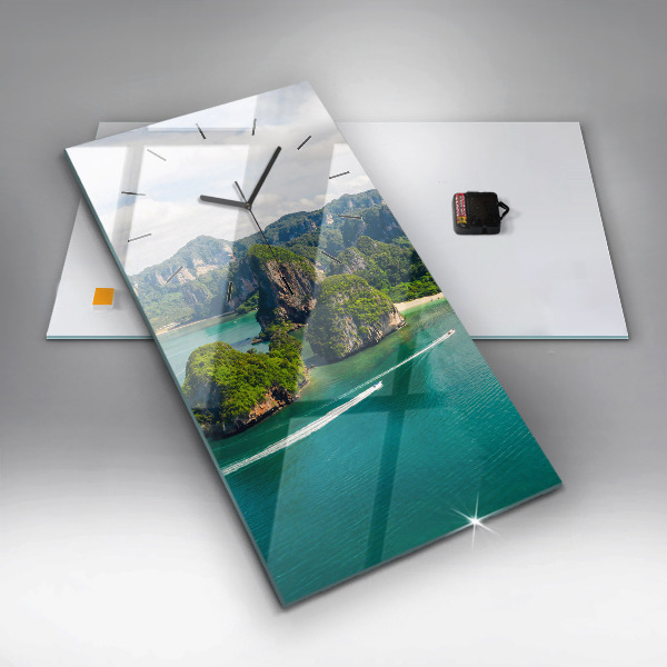 Ceas vertical de perete din sticlă Insula din Thailanda