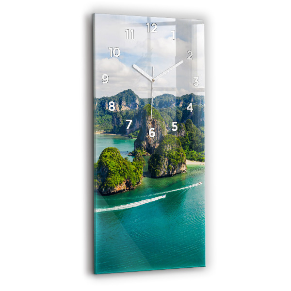 Ceas vertical de perete din sticlă Insula din Thailanda