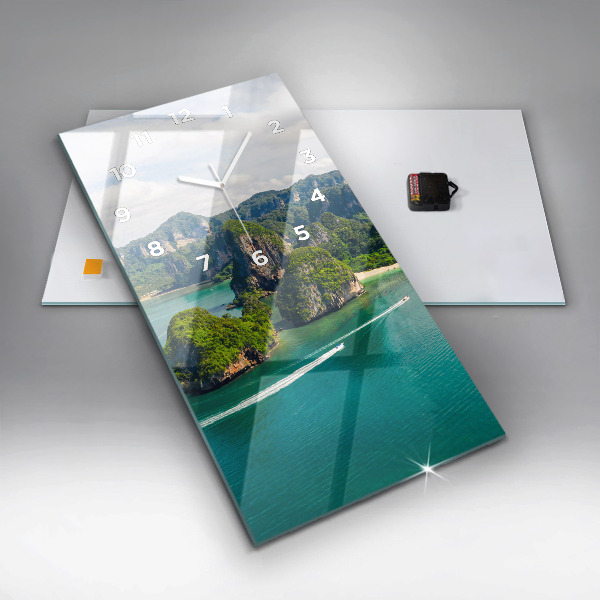 Ceas vertical de perete din sticlă Insula din Thailanda