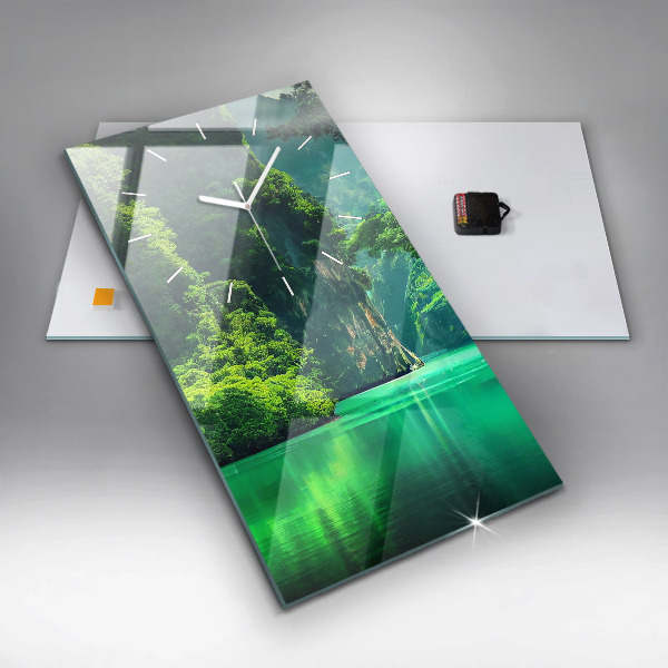 Ceas vertical de perete din sticlă Peisaj natural din Thailanda