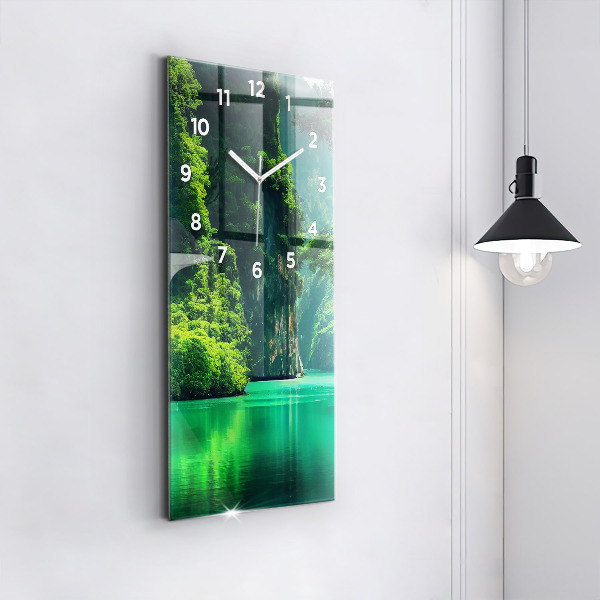 Ceas vertical de perete din sticlă Peisaj natural din Thailanda