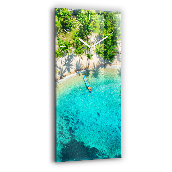 Ceas vertical de perete din sticlă Plaja tropicală Koh Tao