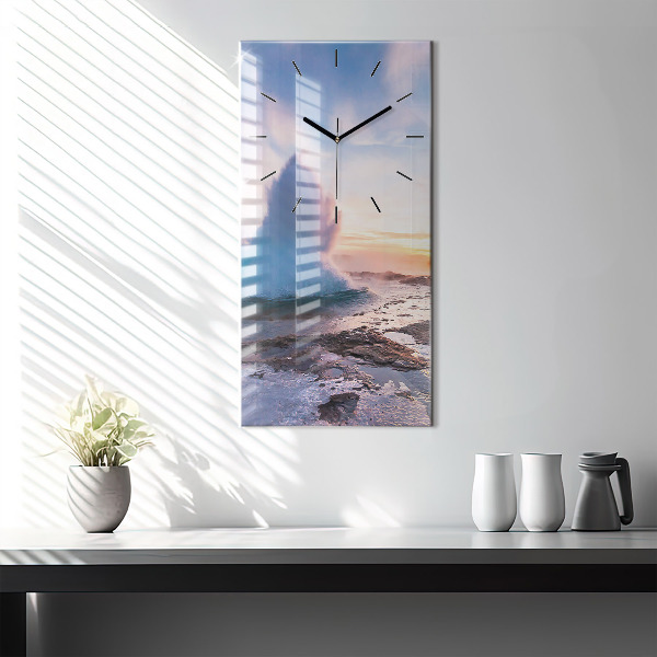 Ceas vertical de perete din sticlă Gheizerul de pe insula Islanda