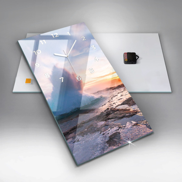 Ceas vertical de perete din sticlă Gheizerul de pe insula Islanda