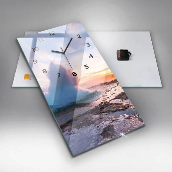 Ceas vertical de perete din sticlă Gheizerul de pe insula Islanda