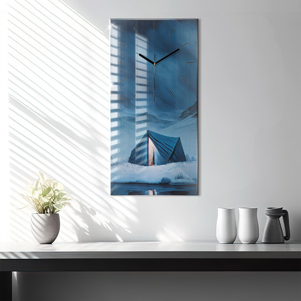 Ceas vertical de perete din sticlă Cort în munții Islandei