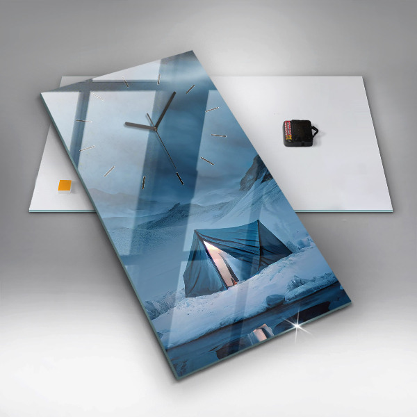 Ceas vertical de perete din sticlă Cort în munții Islandei