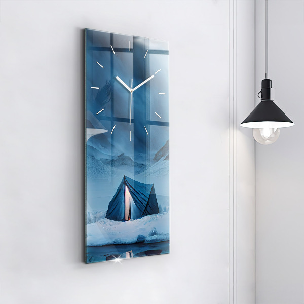 Ceas vertical de perete din sticlă Cort în munții Islandei