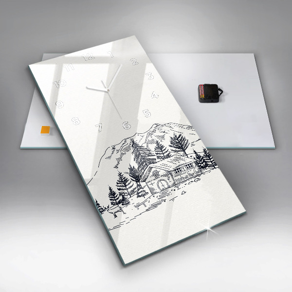 Ceas vertical de perete din sticlă Oraș de desene animate