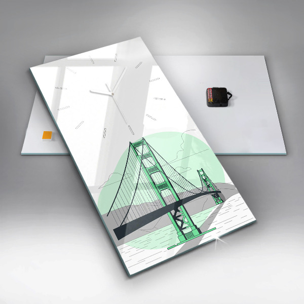 Ceas vertical de perete din sticlă Podul Verde