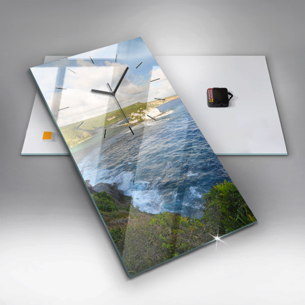 Ceas vertical de perete din sticlă Coasta Oceanului