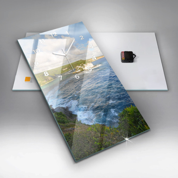 Ceas vertical de perete din sticlă Coasta Oceanului