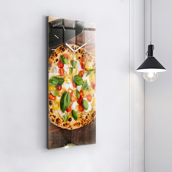 Ceas vertical de perete din sticlă pizza italiană