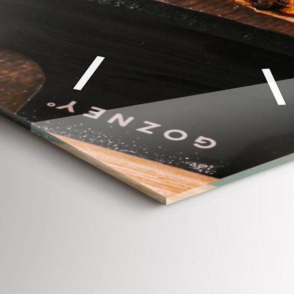 Ceas vertical de perete din sticlă pizza italiană