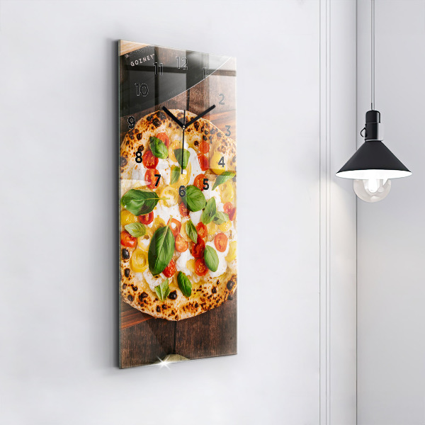 Ceas vertical de perete din sticlă pizza italiană