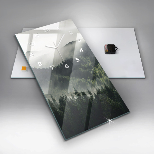 Ceas vertical de perete din sticlă Peisaj forestier