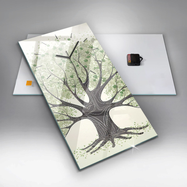 Ceas vertical de perete din sticlă Mare copac natural