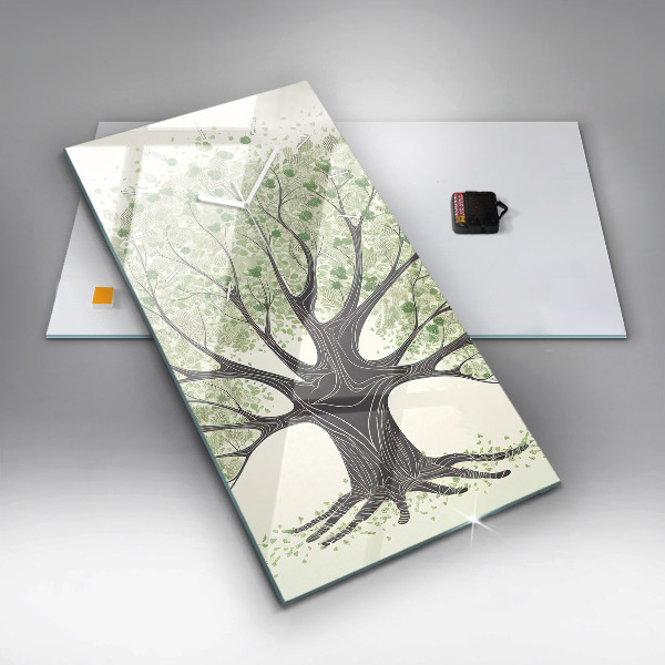 Ceas vertical de perete din sticlă Mare copac natural