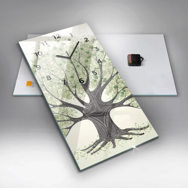 Ceas vertical de perete din sticlă Mare copac natural