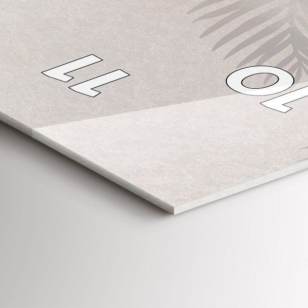 Ceas vertical de perete din sticlă Frunze tropicale boho