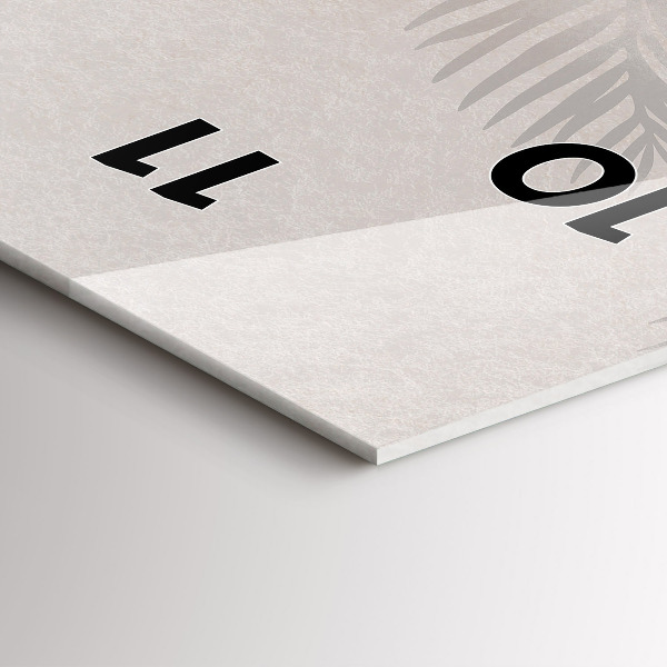 Ceas vertical de perete din sticlă Frunze tropicale boho