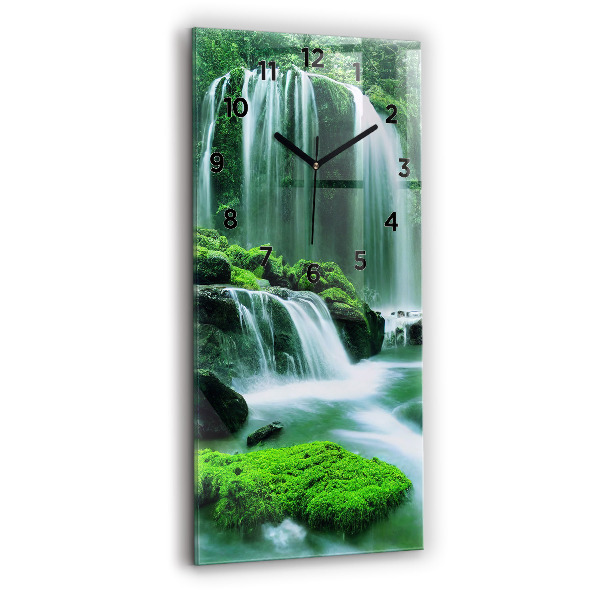 Ceas vertical de perete din sticlă Cascada printre mușchi
