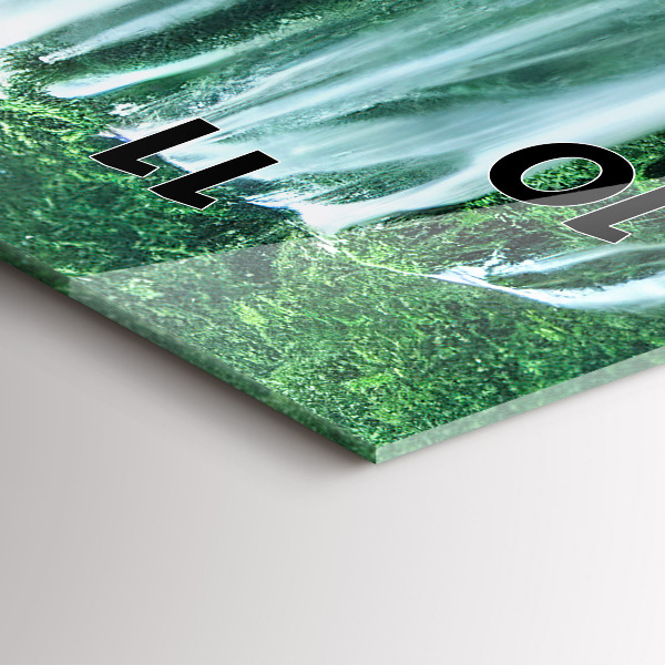 Ceas vertical de perete din sticlă Cascada printre mușchi