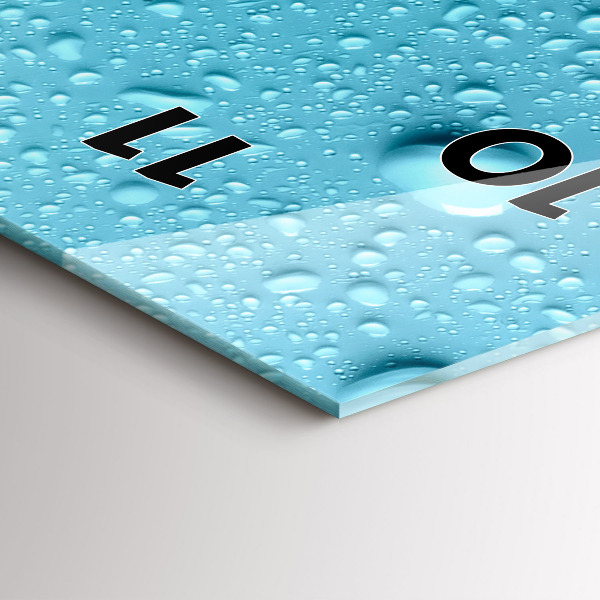 Ceas vertical de perete din sticlă Picături de apă pe sticlă