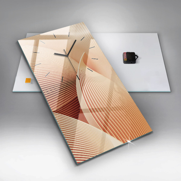 Ceas vertical de perete din sticlă Model de val abstract