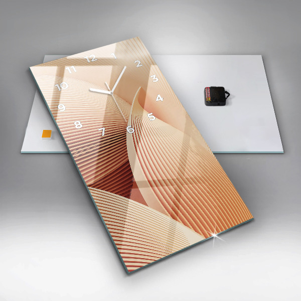 Ceas vertical de perete din sticlă Model de val abstract