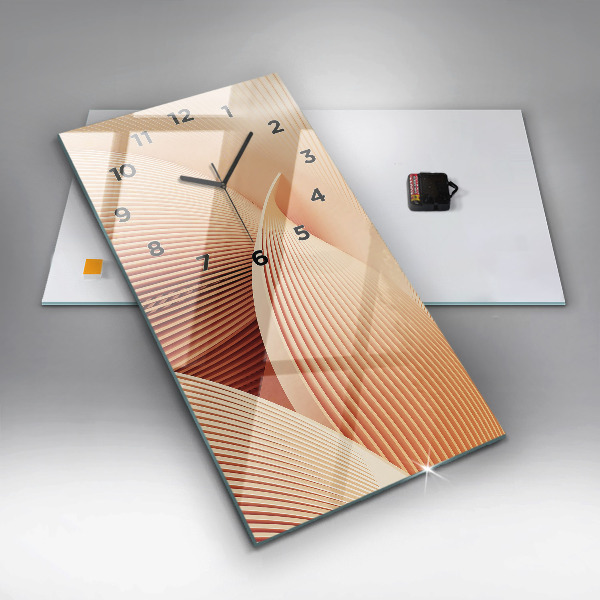 Ceas vertical de perete din sticlă Model de val abstract