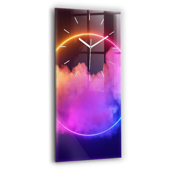 Ceas vertical de perete din sticlă Abstracția fumului 3D