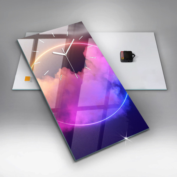 Ceas vertical de perete din sticlă Abstracția fumului 3D