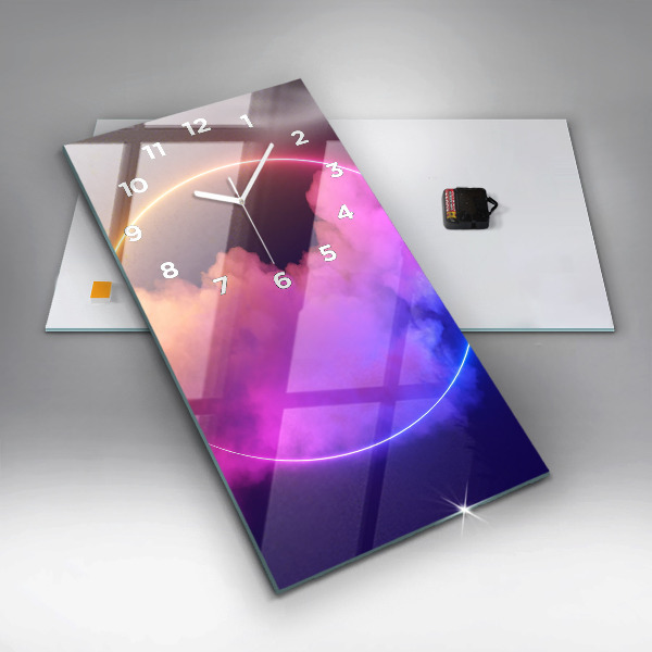 Ceas vertical de perete din sticlă Abstracția fumului 3D