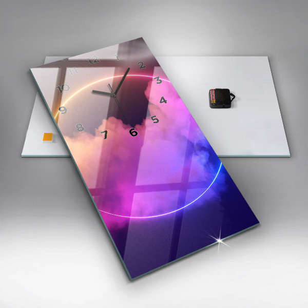 Ceas vertical de perete din sticlă Abstracția fumului 3D