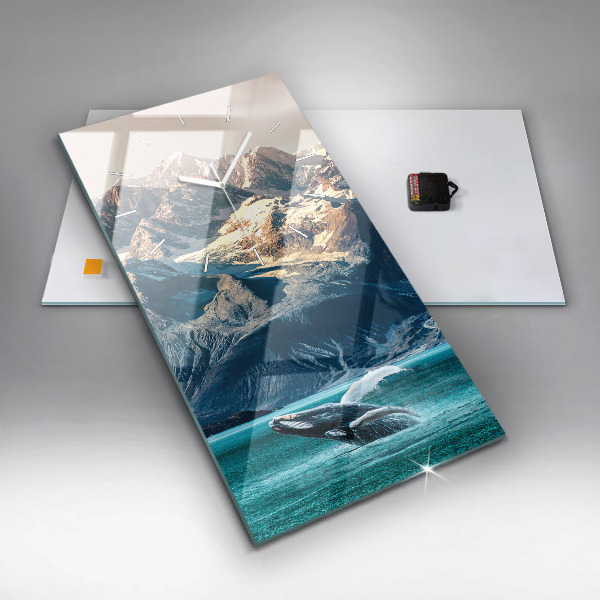 Ceas vertical de perete din sticlă Balena de apă