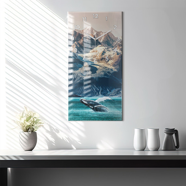 Ceas vertical de perete din sticlă Balena de apă